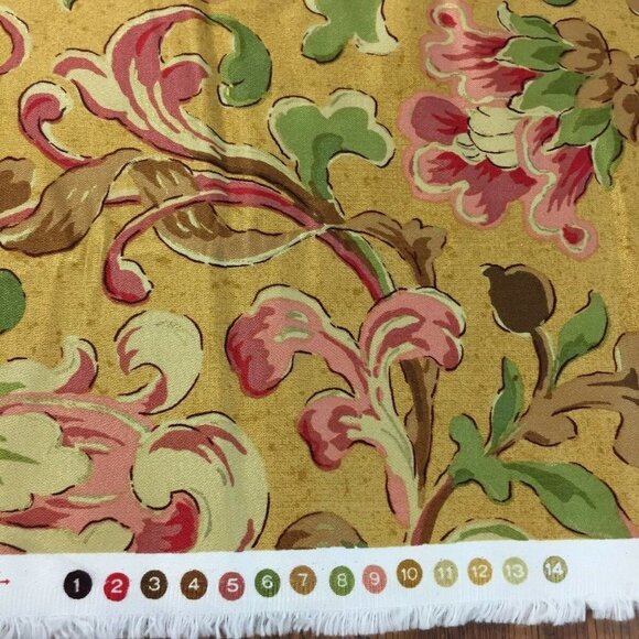 Richloom Platinum Collection Fabric 2 Yards 55W Gold Floral Scroll 23 Repeat VTG - Picture 4 of 9